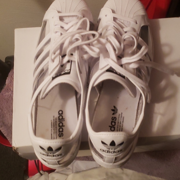 USED SEE-THROUGH SHELL TOE ADIDAS MENS 13.5 - Picture 2 of 5